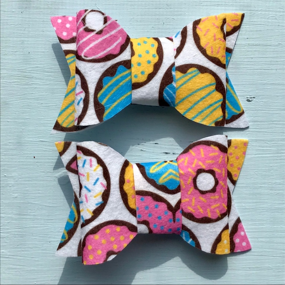 Donut Print Hair Bows